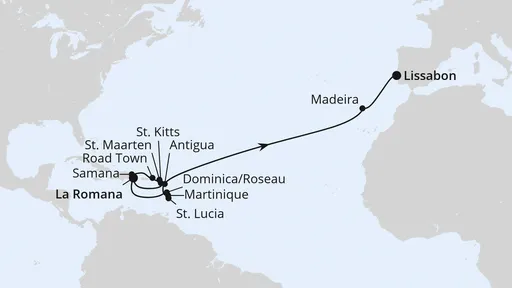 Route Von der Dominikanischen Republik nach Lissabon 1