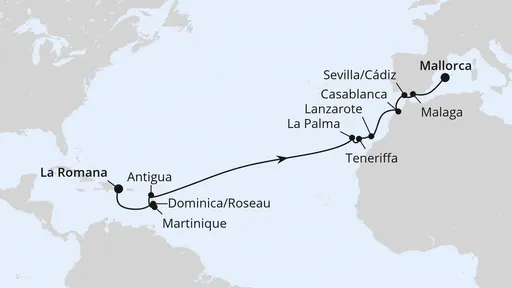 Route Von der Dominikanischen Republik nach Mallorca 2
