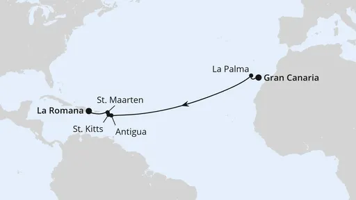 Route Von Gran Canaria in die Dominikanische Republik