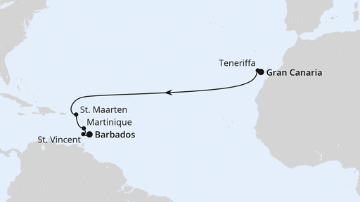 Route Von Gran Canaria nach Barbados Route Von Gran Canaria nach Barbados