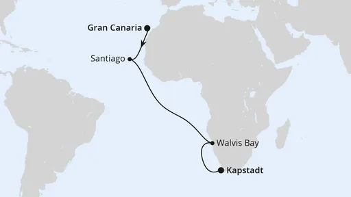 Route Von Gran Canaria über Namibia nach Kapstadt