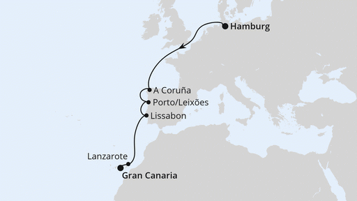 Route Von Hamburg nach Gran Canaria