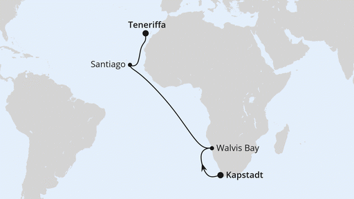Route Von Kapstadt über Namibia nach Teneriffa