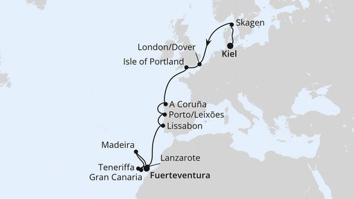 Route Von Kiel nach Fuerteventura 2