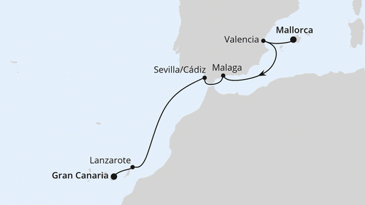 Route Von Mallorca nach Gran Canaria 2