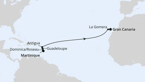 Route Von Martinique nach Gran Canaria