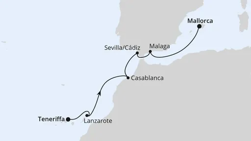 Route Von Teneriffa nach Mallorca