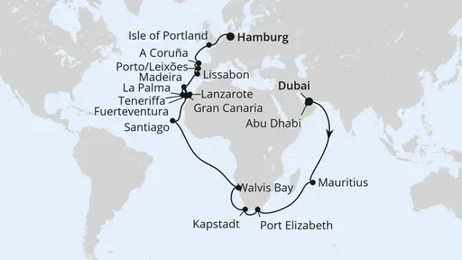 Route Weltenbummler Kanaren, Südafrika & Mauritius