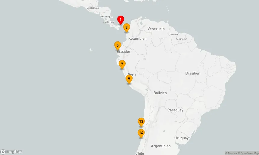 Route 13 Nächte - Alte Königreiche und Naturschätze: Von Panama nach Chile