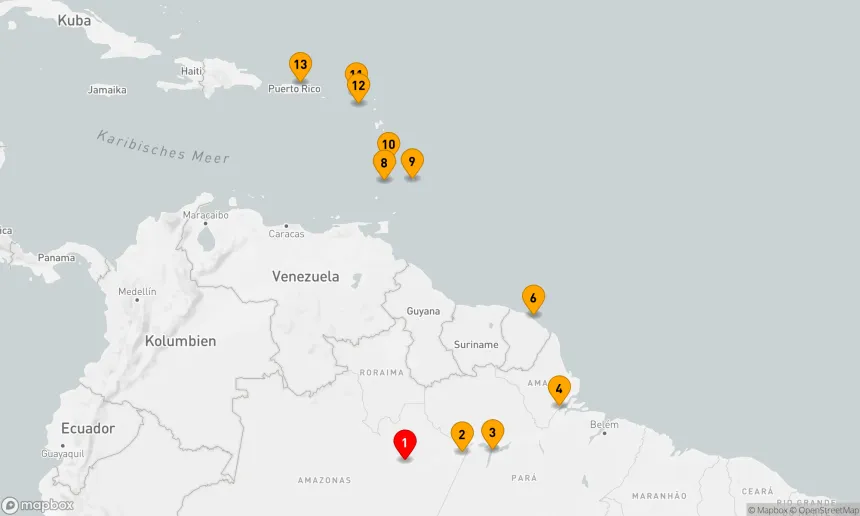 Route 12 Nächte - Amazonas bis Karibische Träume: Naturschätze und Inselparadiese