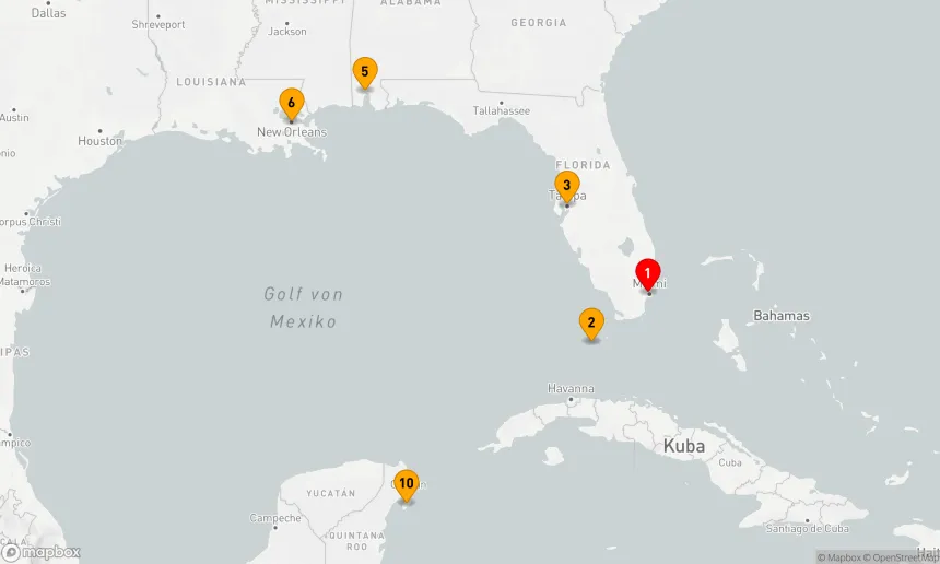 Route 11 Nächte - AMERICANA KÜSTE KREUZFAHRT: KEY WEST, TAMPA & NEW ORLEANS
