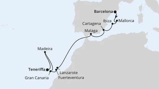 Route Andalusien, Kanaren & Madeira ab Barcelona