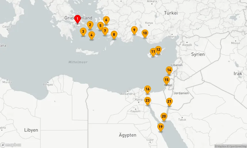 Route 22 Nächte - Antike Welten entdecken: Das Mittelmeer und das Rote Meer