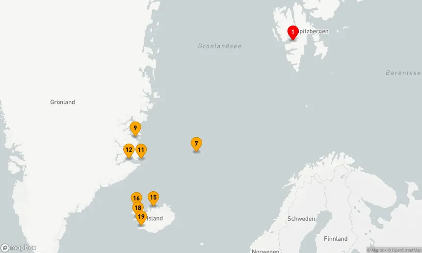 Route 18 Nächte - Arktische Entdeckungsreise: Von den Fjorden Spitzbergens zu den Wundern Islands