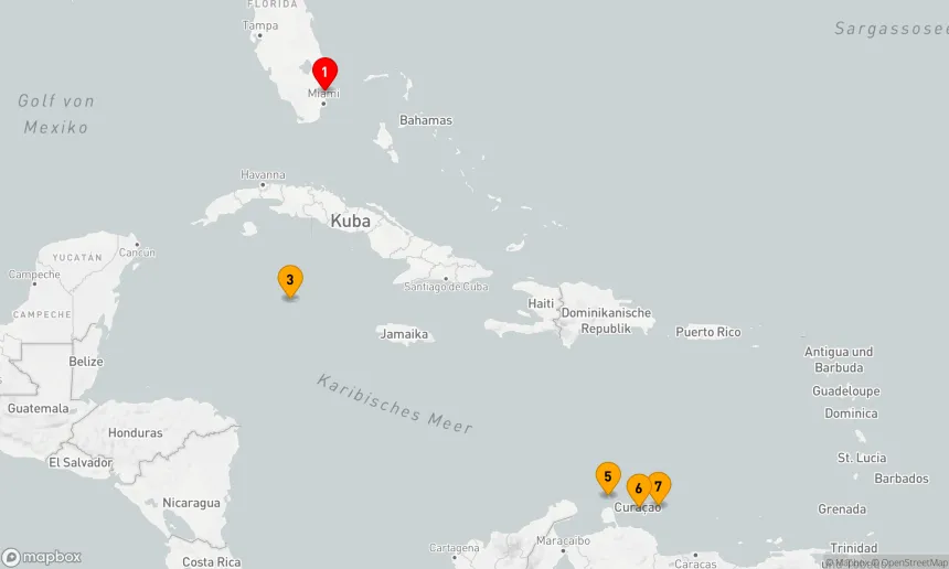 Route 9 Nächte - ARUBA, BONAIRE & CURACAO KREUZFAHRT