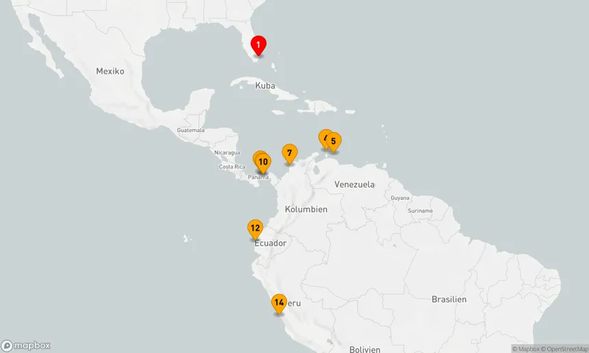 Route 14 Nächte - ARUBA, KOLUMBIEN & PANAMA KREUZFAHRT: ORANJESTAD, CARTAGENA & PANAMA STADT