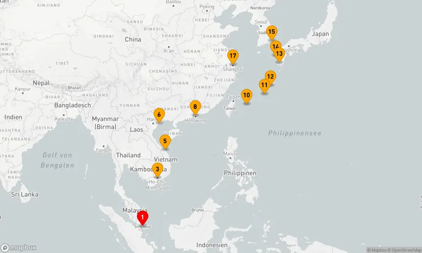 Route 16 Nächte - Asiatisches Mosaik: Kultur und Küsten.