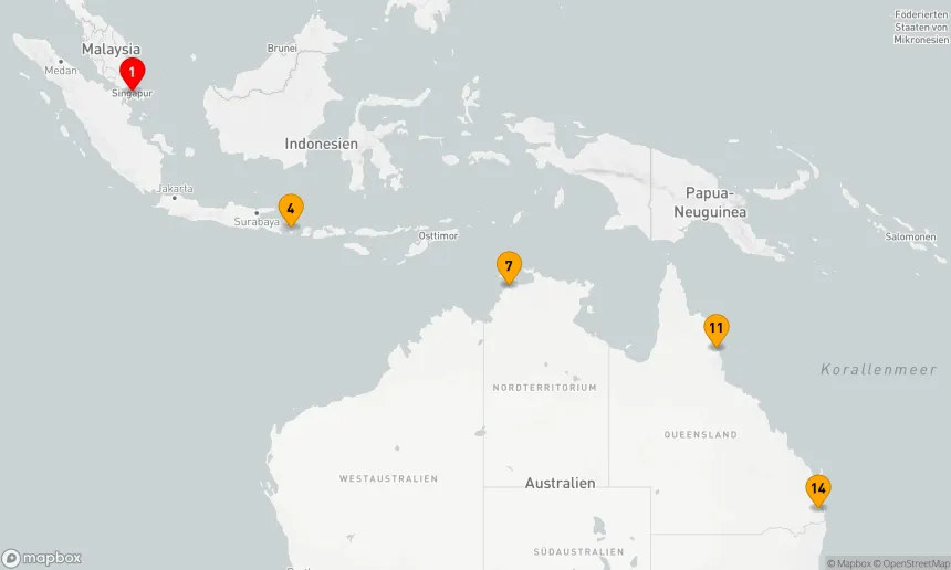 Route 13 Nächte - Asien und Australien