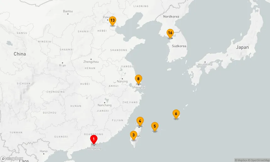 Route 15 Nächte - Asiens Kulturperlen: Von Hongkong nach Incheon