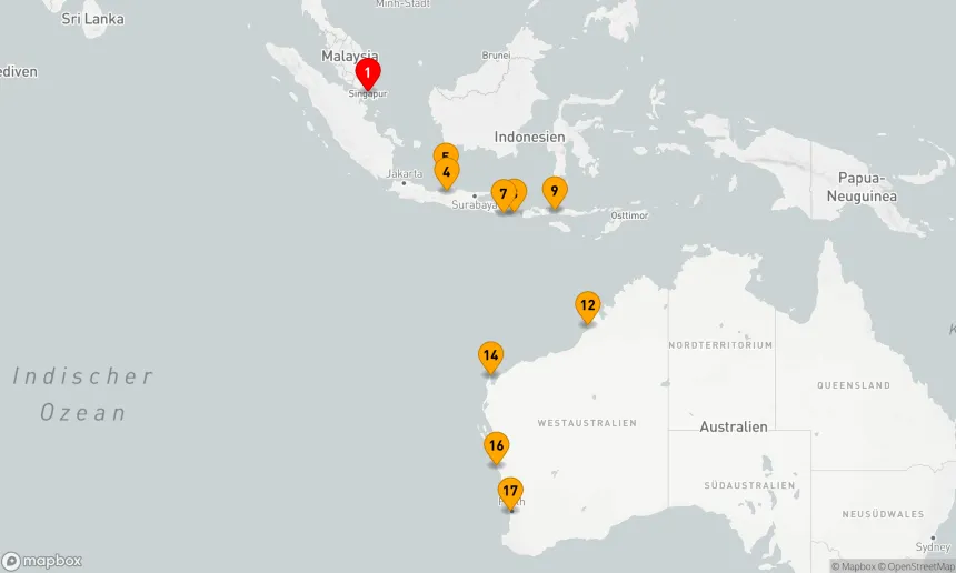 Route 17 Nächte - Atemberaubend: Indonesien und die Westküste Australiens (EUX2702)