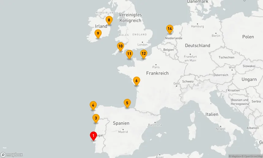 Route 13 Nächte - ATLANTIC EUROPE: PORTUGAL,  SPANIEN,  FRANKREICH UND IRLAND