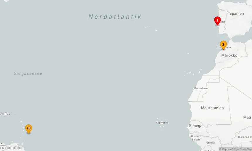 Route 12 Nächte - ATLANTIKÜBERQUERUNG VON CASABLANCA IN DIE KARIBIK