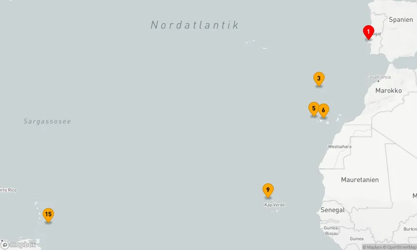 Route 14 Nächte - Atlantikzauber: Von Europa in die Karibik