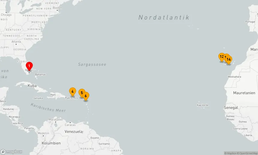 Route 13 Nächte - Atlantische Eleganz: Von Amerika zu den Kanarischen Inseln
