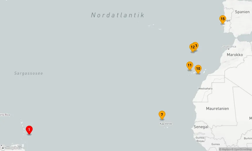 Route 14 Nächte - Atlantische Entdeckungsreise von Barbados bis nach Portugal