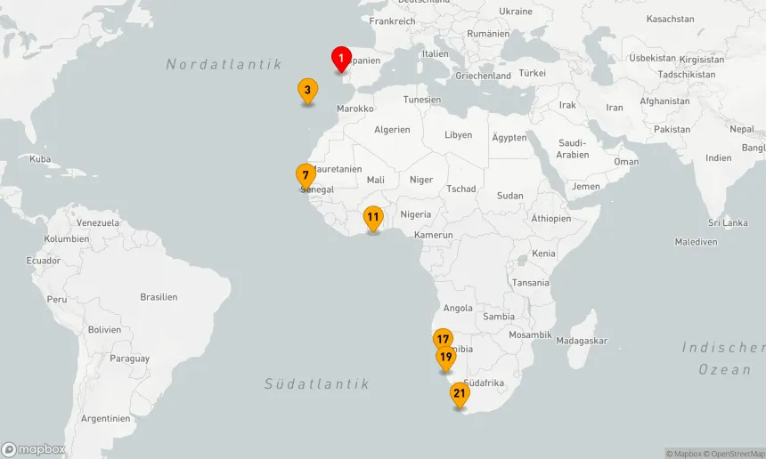Route 20 Nächte - Atlantische Entdeckungsreise: Von Europa zu Afrikas Spitzen