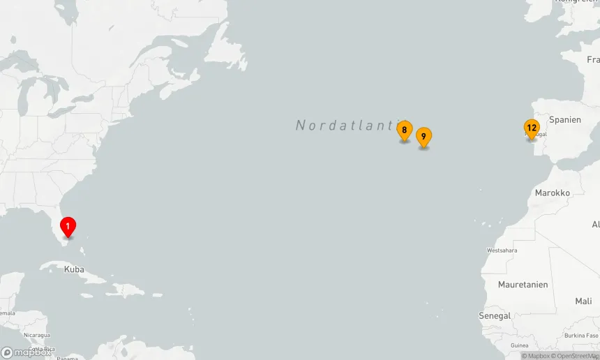 Route 11 Nächte - Atlantische Entdeckungsreise von Florida nach Portugal