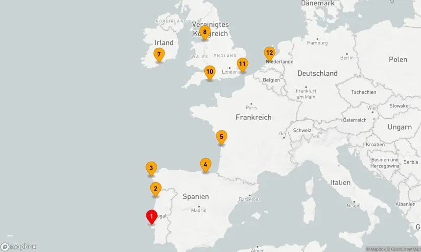 Route 11 Nächte - ATLANTISCHES EUROPA: PORTUGAL, SPANIEN & ENGLAND
