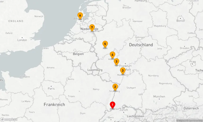 Route 7 Nächte - Auf dem Rhein durch vier Länder
