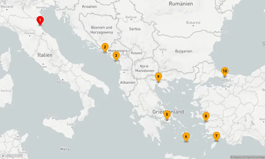 Route 10 Nächte - Auf den Spuren antiker Kulturen: Von der Adria bis zum Bosporus