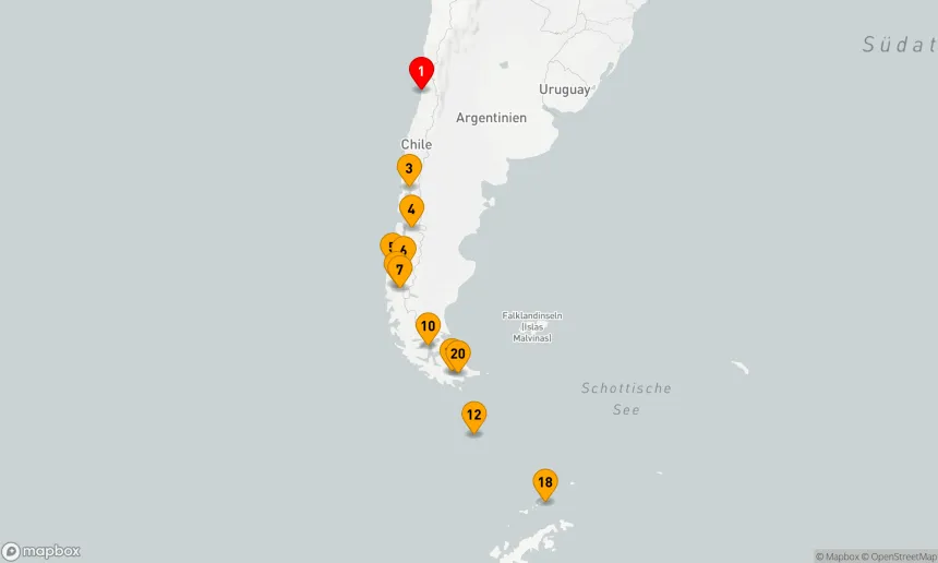 Route 20 Nächte - Von Patagoniens Fjorden ins ewige Eis