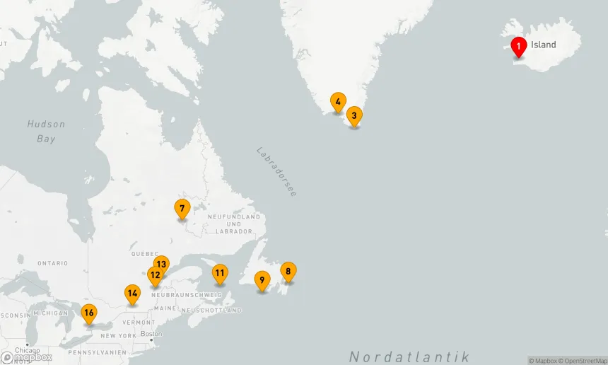 Route 15 Nächte - Auf Erkundung in Grönland und Kanada mit Saint-Pierre und Miquelon