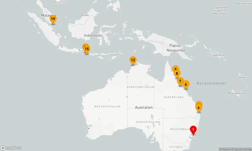 Route 18 Nächte - KREUZFAHRT AUSTRALIEN & INDONESIEN: BRISBANE, CAIRNS & BALI