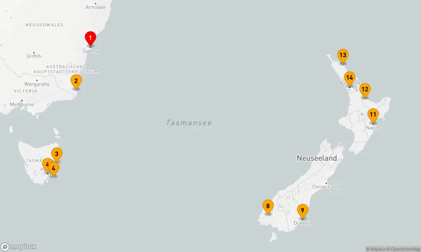 Route 13 Nächte - Australien und Neuseeland