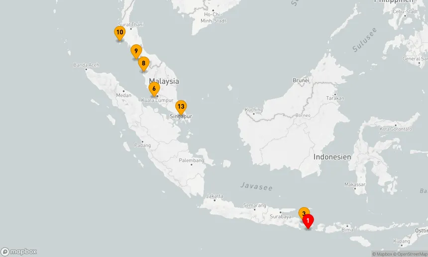 Route 12 Nächte - BALI, MALAYSIA & THAILAND
