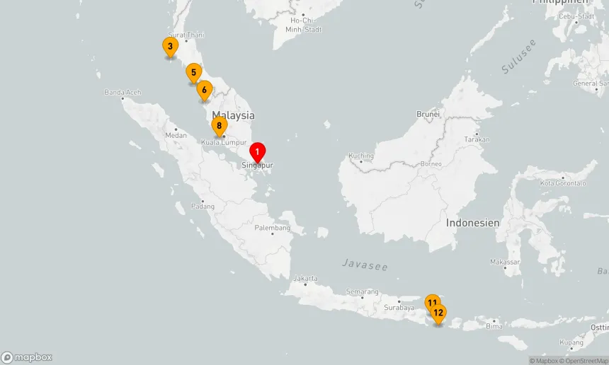 Route 12 Nächte - BALI,  MALAYSIA & THAILAND URLAUB
