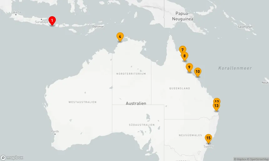Route 14 Nächte - BALI & AUSTRALIEN KREUZFAHRT: DARWIN, GROSSES BARRIEREEEF & SYDNEY