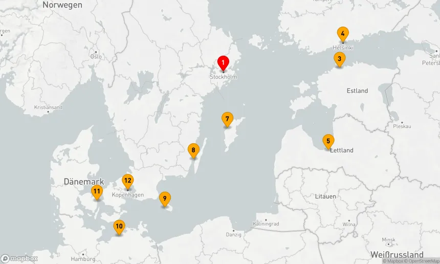 Route 11 Nächte - Baltische Pracht: Von Stockholm nach Kopenhagen
