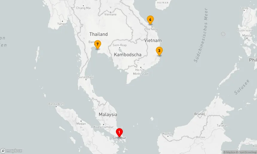 Route 10 Nächte - BANGKOK & VIETNAM KREUZFAHRT