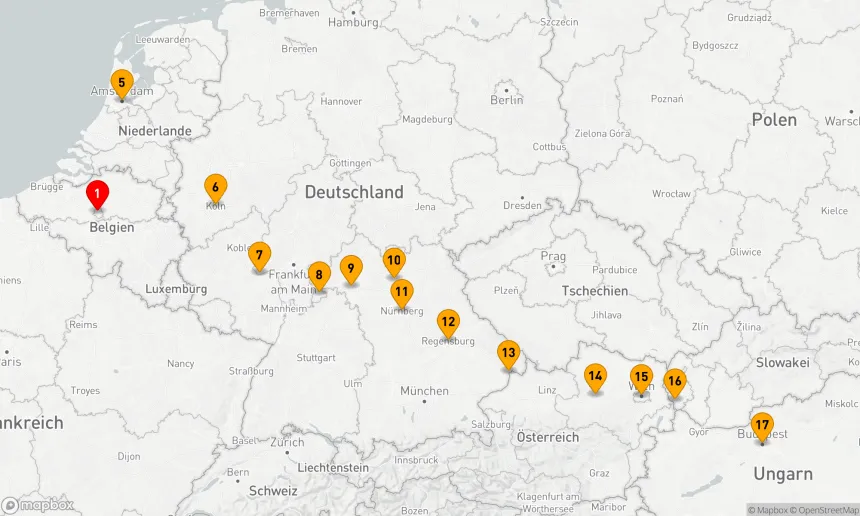 Route 17 Nächte - Belgische Köstlichkeiten und die Schönheiten Europas