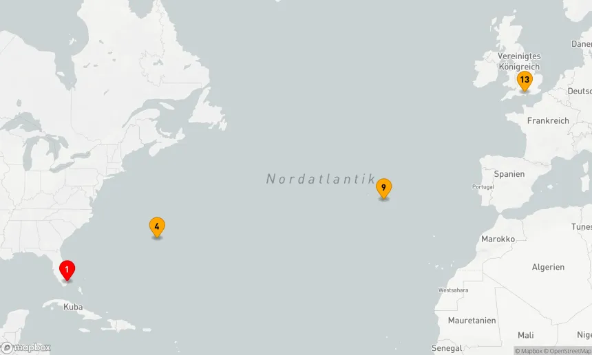 Route 12 Nächte - BERMUDA & AZOREN TRANSATLANTIK