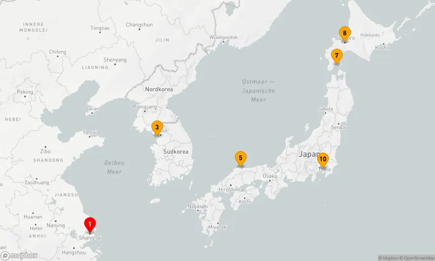 Route 10 Nächte - BEST OF JAPAN & SÜDKOREA KREUZFAHRT