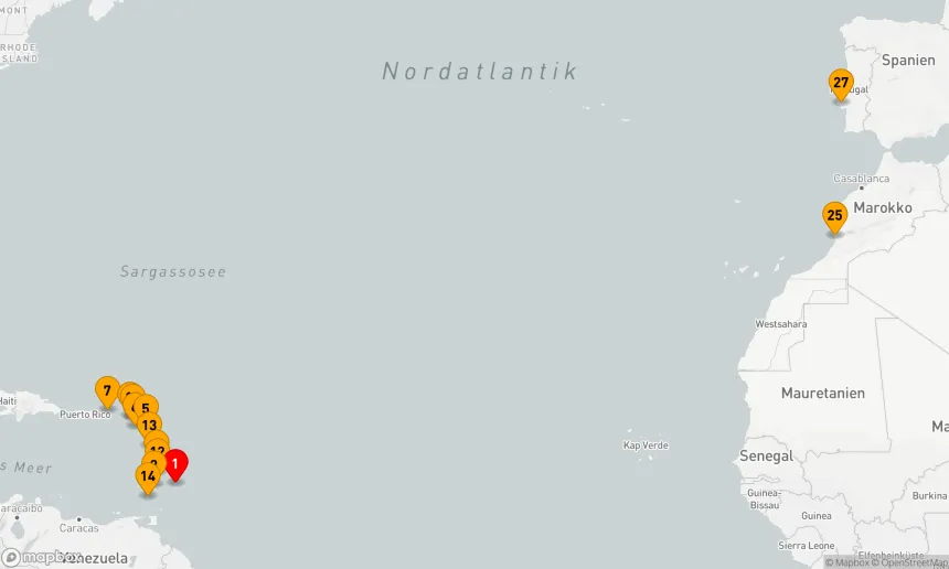 Route 26 Nächte - BOUTIQUE-YACHTHÄFEN & ATLANTIKÜBERQUERUNG