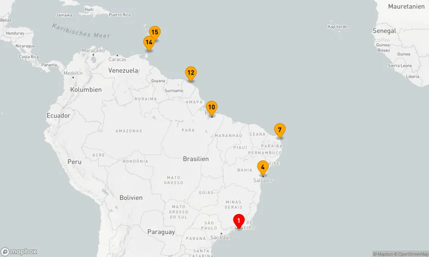 Route 14 Nächte - BRASILIEN INTENSIV KREUZFAHRT: SALVADOR,  NATAL & BELEM