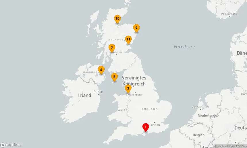 Route 14 Nächte - BRITISCHE INSELN INTENSIVE KREUZFAHRT: LIVERPOOL, BELFAST & EDINBURGH