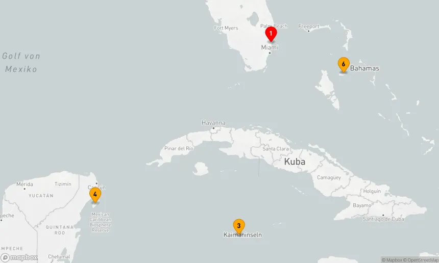 Route 6 Nächte - CAYMAN,  MEXIKO & BAHAMAS